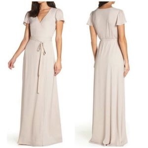 Show Me Your Mumu Noelle Flutter Sleeve Wrap Bridesmaid Maxi Dress Size S